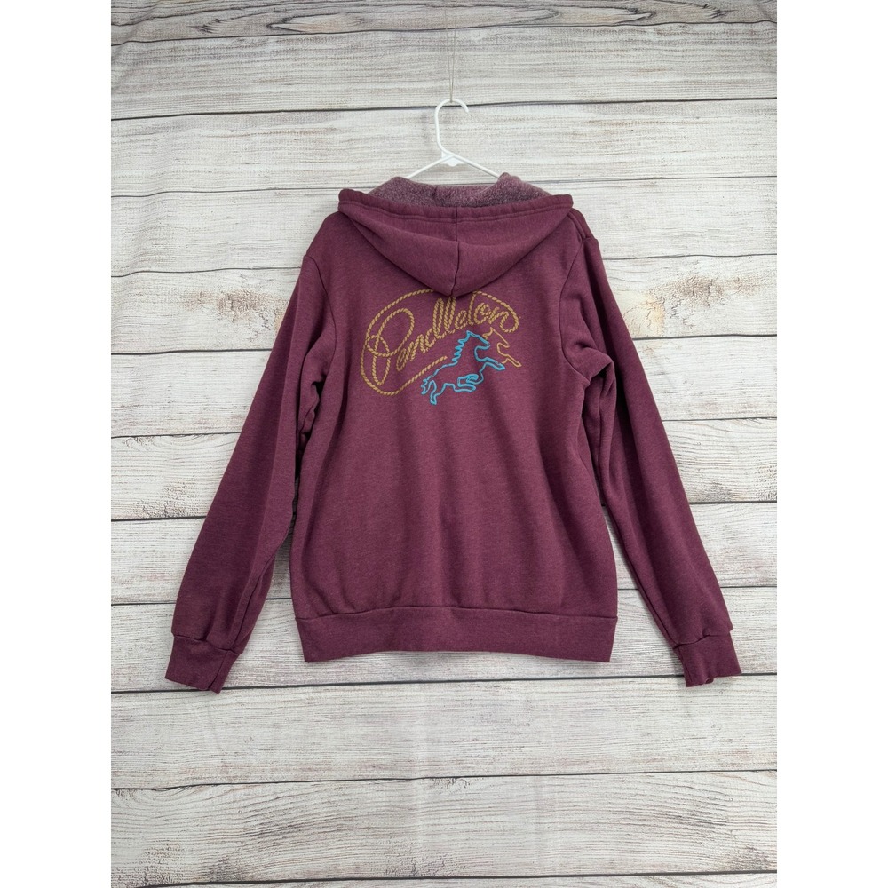 Pendleton Zip Up Hoodie Womens Large Burgundy Western Horse Graphic Fleece